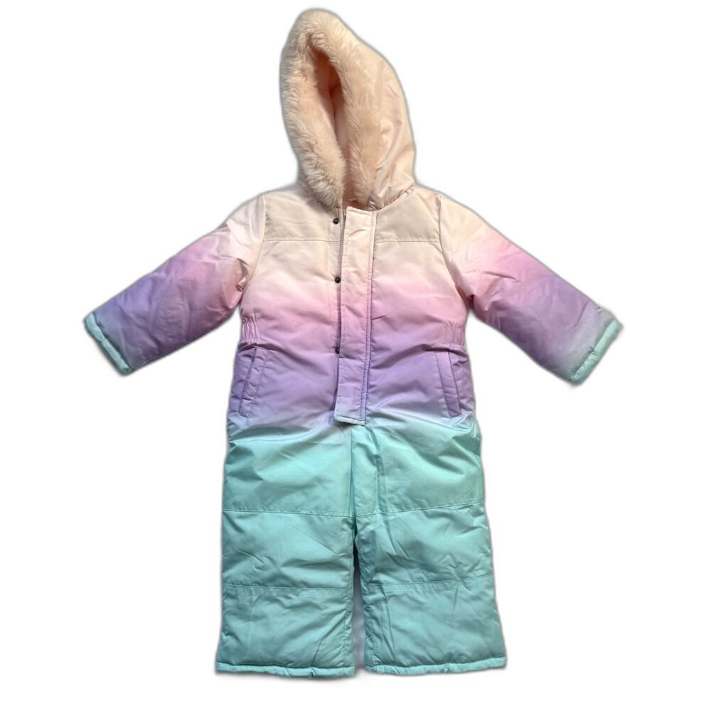 Size 3T Carters toddler snowsuit snow jumpsuit hooded pink purple blue ombre